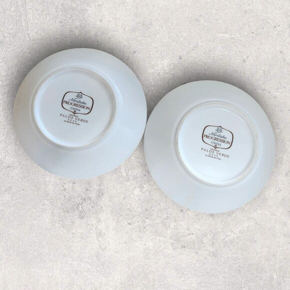 Vintage Noritake Progression Palos Verde Set of 2 Sauce Bowls Small Dishes Green - Picture 4 of 5